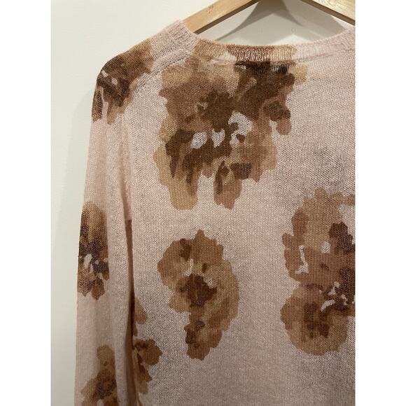Vince Dahlia Pink & Brown Floral Alpaca Mohair-Blend Sweater MSRP $345 Sz Small - Picture 12 of 13